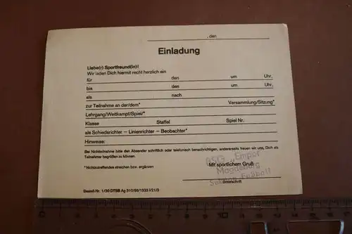 tolle alte Einladungskarte - Fußball Verein BSG Empor Magdeburg  1958 ?