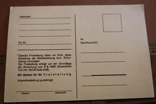 tolle alte Einladungskarte - Fußball Verein BSG Empor Magdeburg  1958 ?