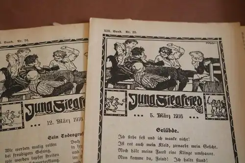 vier tolle alte Hefte - Jung Siegfried - Nr. 22-26 - 1916 Kriegsgeschehen