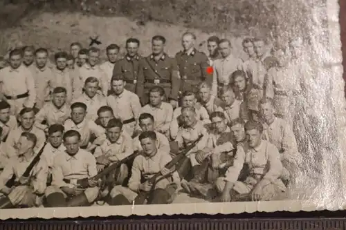 tolles altes Foto - Gruppenfoto Soldaten , RAD ?  1940 - Ort ???