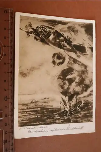 tolle alte Karte Heinkel He 111 beim Bombenabwurf
