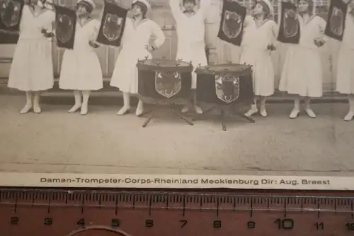 tolle alte Fotokarte- Damen Trompeter Corps Rheinland Mecklenburg 20-30er Jahre 