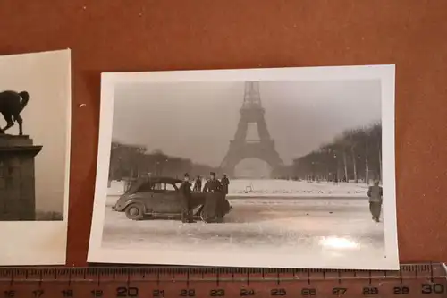 fünf alte Fotos- Soldaten in Paris, Pkw - Eiffelturm  - 1941