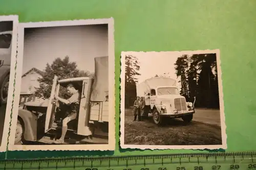vier tolle alte Foto - Oldtimer LKW - Mercedes ? - Markdrewitz - 50-60er Jahre