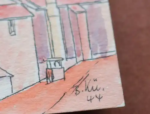 tolles altes Aquarell ?? Geburtstagsgrüße aus Verona 1944 signiert 