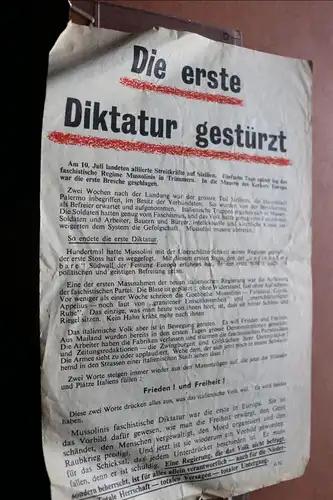 altes Propaganda-Flugblatt der Allierten - die erste Dikatur gestürzt