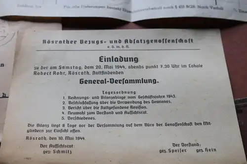 alter Briefumschlag Rösrather Bezugs- u. Absatz-Genossenschaft 1943-44