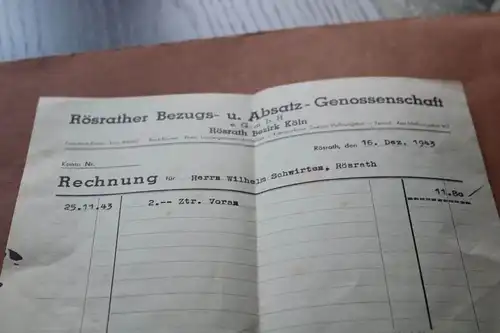 alter Briefumschlag Rösrather Bezugs- u. Absatz-Genossenschaft 1943-44