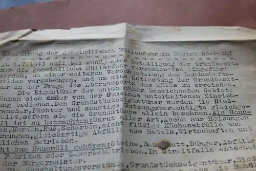 alter Briefumschlag Bürgermeisteramt Rösrath Einführung der Müllabfuhr 1943