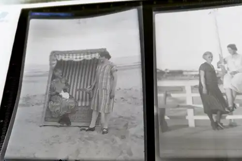 drei tolle alte Negative - Personen Strandkorb Ahlbeck - 30er Jahre