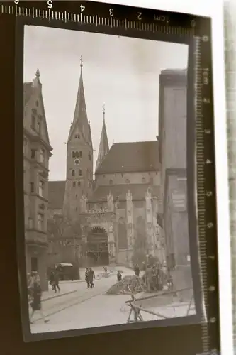 tolles altes Negativ - Hohe Dom zu Augsburg  Strasse - 20-30er Jahre