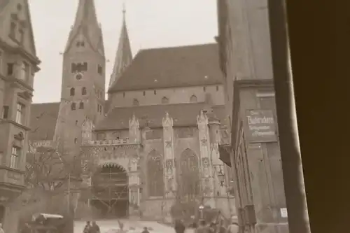 tolles altes Negativ - Hohe Dom zu Augsburg  Strasse - 20-30er Jahre