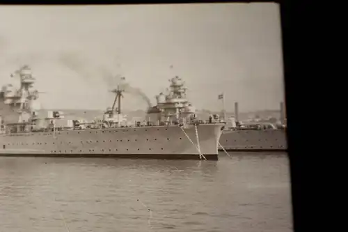 tolles altes Negativ - Hafen mit zwei Zerstörer ? Kriegsmarine ?- 30-40er Jahre 
