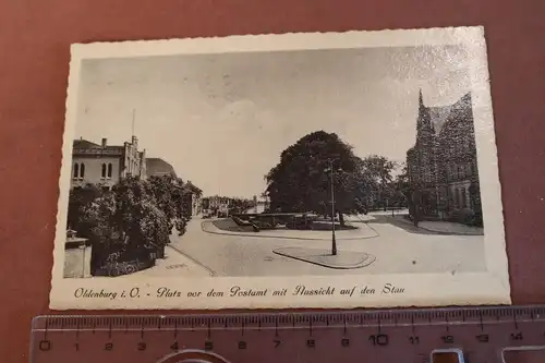 tolle alte Karte - Oldenburg i. O. Platz vor dem Postamt mit Sicht auf den Stau