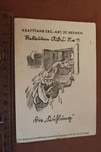 tolle alte Karte - Karikatur - Kraftfahr Ers. Abt. 20  Bremen  1941