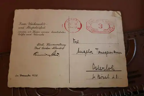 tolle alte Karte - Weihnachtsgruss Kurverwaltung Bad Sooden - Allendorf 1938