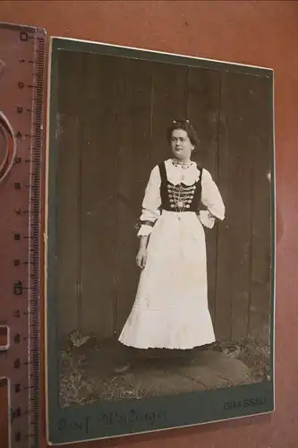 tolles altes Kabinettfoto - Frau in Tracht - Grassau