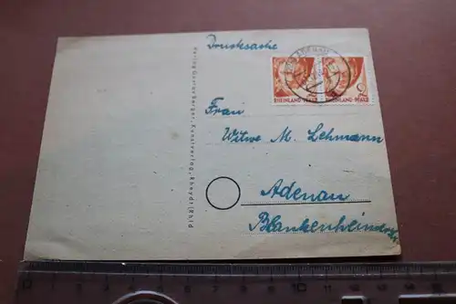 alte Drucksache - Briefmarken frz. Zone - Rheinland-Pfalz - Adenau 1948