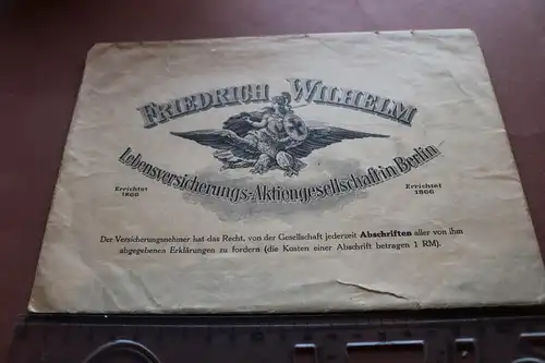 alter Papierumschlag - Friedrich Wilhelm Lebensversicherungs AG Berlin 1910-20 ?