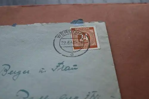 vier alte Briefumschläge allierte Zone Briefmarken  Stempel Werdohl 1946