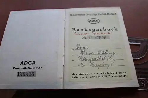 tolles altes Sparbuch der ADCA Filiale Klingenthal  1942