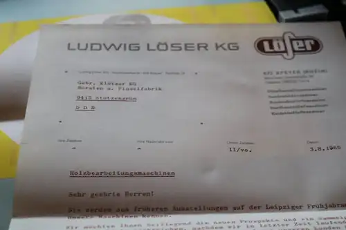 toller alter Umschlag der Firma L. Löser KG Speyer mit Werbung 1966