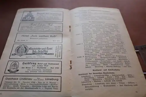 altes Strassenverzeichnis zum Plan der Stadt Lüneburg 1954