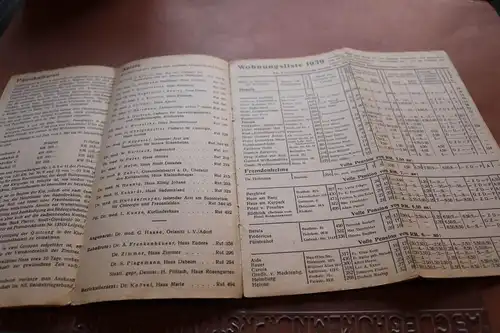 alte Wohnungsliste und Informationen Bad Elster 1939