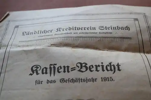 alter Kassenbericht 1915 ländl. Kreditverein Steinbach 