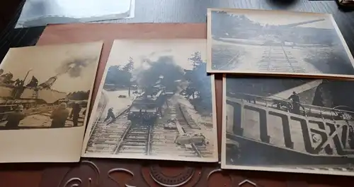 vier große alte Fotos Eisenbahngeschütz Alex  - Wehrmacht - Rügenwalde