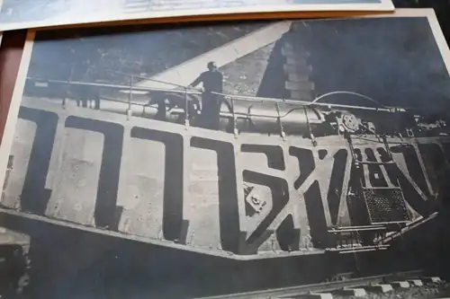 vier große alte Fotos - Eisenbahngeschütz Alex  - Wehrmacht - selten ?