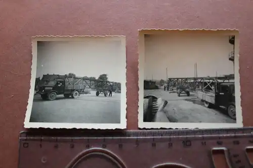 zwei alte Fotos - LKW mit Kranelement ?? 50-60er Jahre