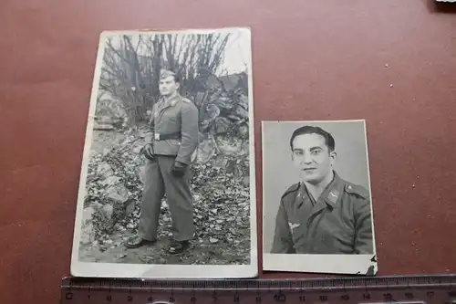 zwei tolle alte Fotos - Portrait eines Soldaten Luftwaffe