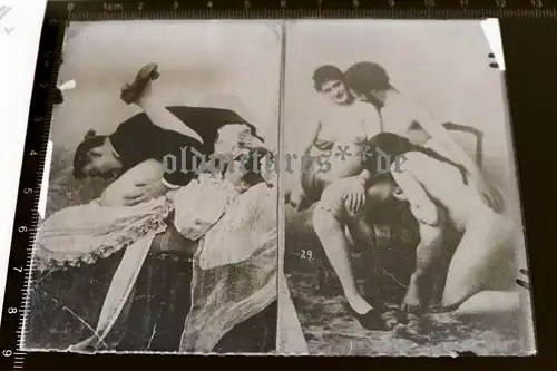 altes Glasnegativ - Mann Frau Erotik - 1910-20 ???  9x12  (10)