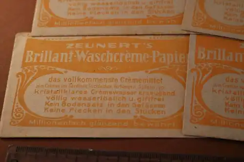 sieben tolle alte Tüten Zeunert´s Brillant-Waschcréme-Papier mit Inhalt - Alter?