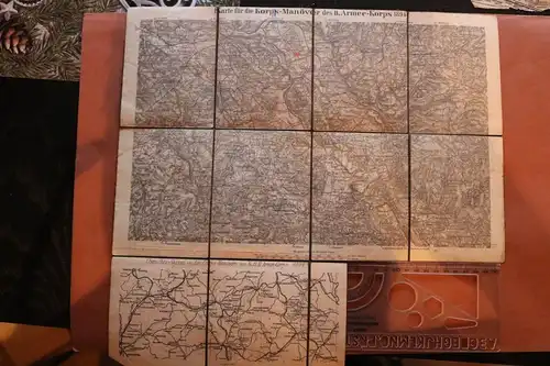 alte Manöver-Karte - des II. Armee-Korps 1894  Umgebung Bayreuth 