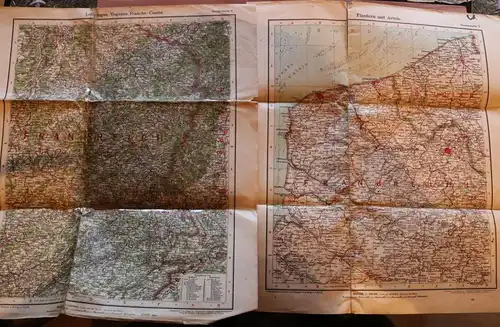 vier alte Sonderkarten - Flandern, Ile de France, Lothringen, Champagne 