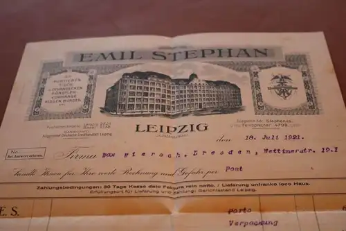 tolle alte Rechnung - Firma Emil Stephan - Leipzig 1921