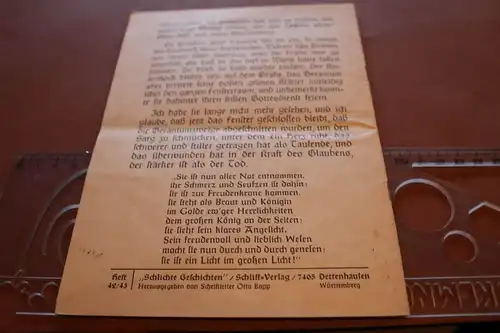 altes Heft - Schlichte Geschichten Doppel-Heft 42/43 - Die stillen Schwestern 