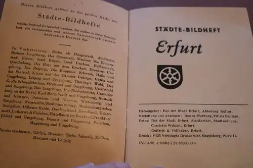 altes Städte-Bildheft  Erfurt 1957