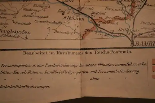 alte Postleitkarte 7 - Minden, Braunschweig, Magdeburg, Cassel, Erfurt  usw 1909