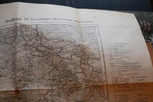 alte Karte - Großblatt 32 Bremerhaven - Wesermünde - Bremervörde - 1940 