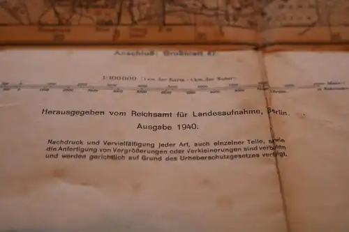alte Karte - Großblatt 32 Bremerhaven - Wesermünde - Bremervörde - 1940