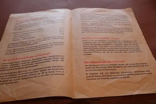 altes Hinweisblatt für Geschenksendungen in die Sowjetzone - Post - 50er Jahre ?