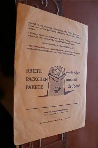 altes Hinweisblatt für Geschenksendungen in die Sowjetzone - Post - 50er Jahre ?