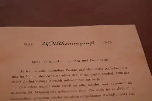 altes Heft - Festschrift Schülertreffen Jahrgang 1909  Aschaffenburg 1959