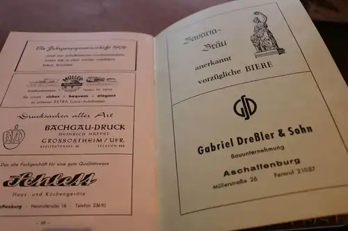 altes Heft - Festschrift Schülertreffen Jahrgang 1909  Aschaffenburg 1959