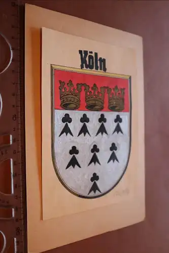 tolles altes gemaltes Wappen von Köln - Kunstmaler Fr. Leop. Moltke 
