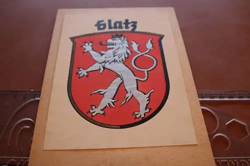 tolles altes gemaltes Wappen von Glatz - Kunstmaler Fr. Leop. Moltke 