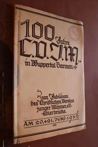 alte Festschrift 100 Jahre CVJM in Wuppertal Barmen 1936 inkl. Eintrittskarten
